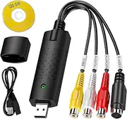 Moorstdel USB Video Capture Card, USB 2.0 Video Grabber, Vhs to Digital Converter, Audio Video Grabber, Compatible with Windows XP/Vista/10/8/7, Perfect for Streaming, Monitoring, and Content Creation