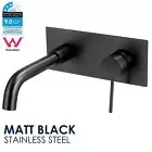 Wall Basin Mixer Tap Swivel Water Bath Spout Faucet Vanity Filler Round Black