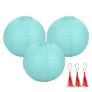 3 Pcs Light Blue Round Paper Lanterns 12 Inch Paper Lantern Party Decorations