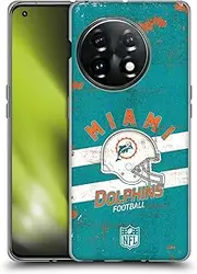 Head Case Designs Officially Licensed NFL Helmet Distressed Miami Dolphins Logo Art Soft Gel Case Compatible with OnePlus 11 5G