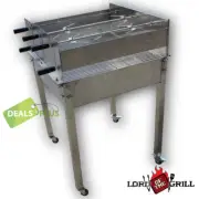 SQUARE SPIT Rotisserie Stainless Steel BBQ Roast Charcoal Cyprus Souvla Grill
