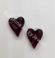 2pc Swarovski Crystal Amethyst 17mm Wild Heart 5743 Beads; Large Size