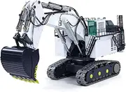 wheelfun 1/25 RC Hydraulic Excavator R9800 Heavy Duty Double Pump RC Diggers Construction Vehicle Model Light White Gray