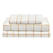 150GSM Check Print Flannelette Bed Sheet Set - Butter, Double - Double