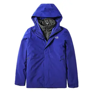 The North Face 男新款 防風防水透氣連帽兩件式外套.夾克_藍/灰 N