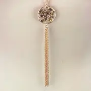 LC Lauren Conrad 32-35" Long Copper-Tone Pink Purple Rhinestone Tassel Necklace