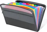YSAGi Expanding File Folders,13 Pockets File Organizer with Zipper,A4 Letter Size Portable Accordion Document Folder,Document Wallet with 24pcs Multicolor Labels for Home Office School(Black)