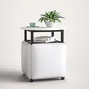 Cube Seating Set with Swivel Casters & Coffee Table - Stylish Furniture for Living Room & Home Office - Stackable Sofa Chair Ottoman Stool - Movable & Modern,Light Graywhite Desktop KeYJ