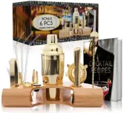 Omishome Gold Bartender Kit plus Receive 6 Stainless Steel Straws & Recipe Book