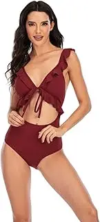 [TEMKIN] Women's Swimming Costume Cut Out One Piece Swimwear High Waisted Backless Sexy Swimsuit