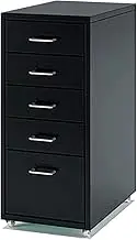 Mobile Metal Filing Cabinet with 6 Drawers for Colorful Office Organization, Black, 5 Drawer Size for Efficient Document Storage