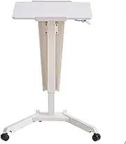 ASSYA Rollable Podium Stand, Portable Floor-Standing Height-Adjustable Laptop Table, Suitable for Classrooms, Forums, Professional Podiums and Conferences,White