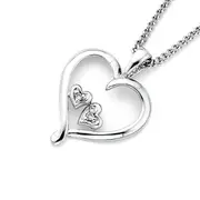 9ct White Gold Diamond Heart Pendant