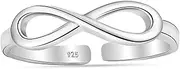 [LeCalla] Infinity Design 925 Sterling Silver Toe Ring for Women | Women's Open Adjustable Cuff Toe Ring | Hypoallergenic Toe Ring Foot Jewelry for Her, Large, Sterling Silver, No Gemstone