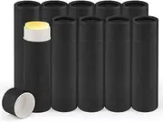 BOSMIOW 10pcs 25g/0.83oz Black Paperboard Deodorant Containers,Empty Kraft Paper Solid Perfume Tubes,Round Body Lotion Sticks Tubes,Pushing Up Style Lip Balm Bottle,Homemade DIY Lotion Bars Holder