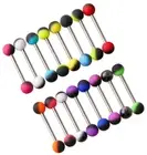 15pcs Set Tongue Bars Piercing Jewellery 6mm Ball 2 Tone Split Colour