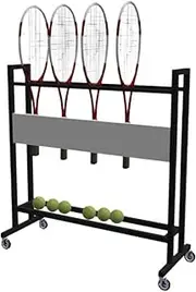 Tennis Racquet Storage Rack,Sports Equipment Organiser with Wheel,Badminton Racket Display Rack,Can Store 20 Rackets,for Fitness Gym Schools,Bearing Weight 40kg