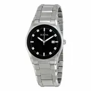 Bulova Black Dial Stainless Steel Mens Watch