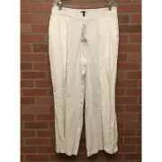 Eileen Fisher Corded 100% Tencel Wide Leg Pants Slacks Size L White NWT