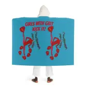 Super Heroine Kick! - Hooded Sherpa Fleece Blanket