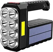 Mega Power 8 LED Solar Handheld Torch - Super Bright Rechargeable Portable Flashlight - Powerful work equipment - Bright light for camping home work use Emergency lamp - indoor or outdoor spotlight