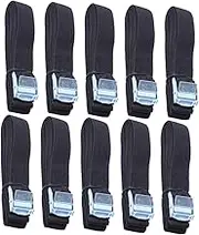 Holibanna 10Pcs Cargo Straps with Steel Buckle Thick Nylon Quick Release Lashing Straps for Luggage Tie Down Car Roof Rack Kayak Carrier Black