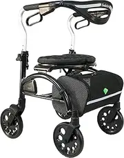 Evolution Xpresso Zero Lightweight Medical Walker Rollator with Seat, Large Wheels, Brakes, Backrest, Basket for Seniors Indoor Outdoor use (Carbon Black, Regular)