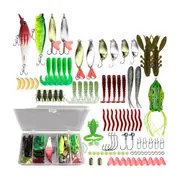 Fishing Lures Kit, 94Pcs Spoon Lures, Soft Plastic Worms, Frog Lures, Bait Tackle Kit for Bass, Trout, Salmon for Freshwater and Saltwater