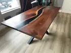 Walnut epoxy table resin kitchen table live edge dining room table coffee table