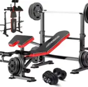 6-in-1 Bench Press Set Adjustable Workout Bench And Squat Rack For Home Gym