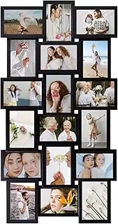 JM-Deco Picture Frames collage 18-Opening Reunion Friends Family Memory photo frames collage for wall decor Photo Frame Selfie Gallery Puzzle Collage Wall Hanging for 4x6 Photo | Black
