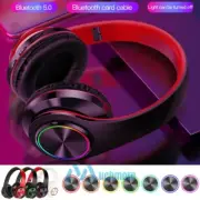 Wireless Bluetooth Headphones Foldable Stereo Super Bass Gaming LED Headsets Mic