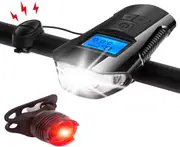 Bike Light Set Bike Lights Front and Back Bicycle Speedometer Bike Light Odometer USB Rechargeable Bicycle Headlight