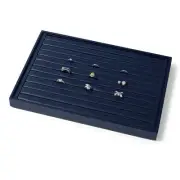 Blue Leather Jewelry Display Tray for Rings, Earrings, and Studs - Organizer ...