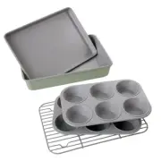 NEW DAVIS & WADDELL MANOR 5 PIECE BAKEWARE SET GREEN Muffin Roasting Wire Rack