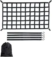 MCMATUTKEQ Car Trunk Rooftop Net Mesh Cargo Net Heavy Cargo Net Truck Trailer Dumpster Extend Mesh Covers Luggage Nets with 4 Fixed Belt(Large)
