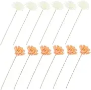 12pcs Rattan Reed Diffuser Sticks with Faux Flowers Flameless Continuous Fragrance Refill for Home Office Hotel Decor Elegant Scent Bottle Accessory for Aromatic Ambiance