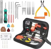 Number-one Guitar Repair Tool Kit 26Pcs Guitar Maintenance Kit with Wire Plier String Organizer Fingerboard Protector Hex Wrenches Files String Action Ruler Spanner Wrench for Guitar Ukulele Banjo