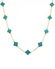 Italian Gold 14K Turquoise Clover Necklace
