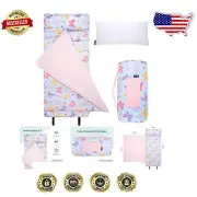 Travel-Friendly Kids Nap Mat with Reusable Pillow - Cozy Cotton Blend Design