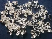 4mm Silver Plated closed clam shell metal bead tips 100+pc clasp findings FPC259