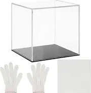 Belle Vous 5-Sided Clear Acrylic Display Case Cube with Base - 12.5 x 12.5 x 12.5cm/5 x 5 x 5 Inches - Plastic Dustproof Countertop Storage Box for Collectibles, Toys, Decorations and Action Figures