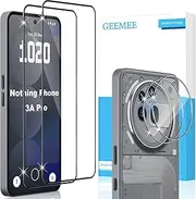 GEEMEE Tempered Glass Screen Protector for Nothing Phone 3A Pro, Pack of 2 Screen Protectors + 2 Camera Protection, 9H Hardness HD Clear Anti-Scratch Protective Glass Full Cover Screen Protector