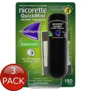3 x Nicorette Quickmist Sngl Spry 13.2Ml 150