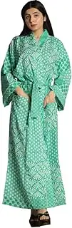 [SATNAM HANDICRAFT] Cotton Kimono Robes for Women's, Light Bathrobe for Women, Dressing Gown Kimono Robe, Long Kimono Robe