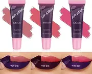 Dynaeuty 3 Colors Lip Stain, Peel Off Lip Stain Lip Tint Set, Waterproof Long Lasting Non Stick Cup Non Fade Liquid Lipstick Set, Magic Color Lip Oil Set for Women Girls (C)