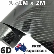 1.51M x 2M 6D BLACK GLOSS CARBON FIBER FIBRE CAR VINYL WRAP FILM ROLL AIR RELEAS