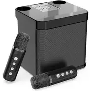 Karaoke Machine with 2 Wireless Microphones Bluetooth-Compatible 5.0 for Parties Black