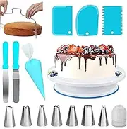 Cake Decorating Kit, 35pcs Cake Decorating Supplies with Rotating Turntable with 2 Icing Spatula,7 Icing Tips and 20 Bags,3 Scrapers Icing Smoother Set & More, Baking Decorating Kits Supplies