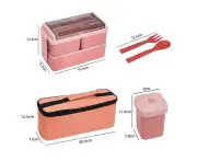 Adult Lunch Box, 2 Tier Stackable Bento Box, Bento Box with Cutlery, Leak-proof Salad Box, Microwave Safe Bento Box-Pink suit